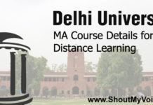 Delhi University MA Course Details for Distance Learning