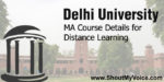 Delhi University MA Course Details for Distance Learning