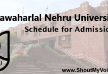 Jawaharlal Nehru University Schedule for Admission