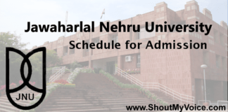 Jawaharlal Nehru University Schedule for Admission