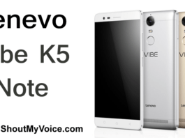 Lenovo Vibe k5 note features and price